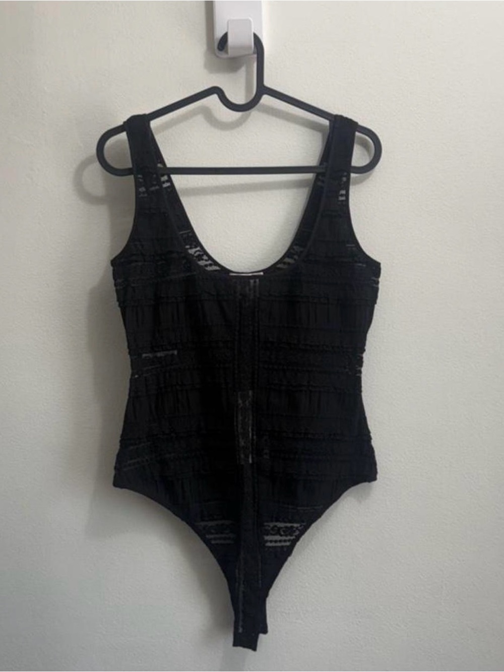 Black Lace One-Piece Bodysuit - Sleek Tank Style
